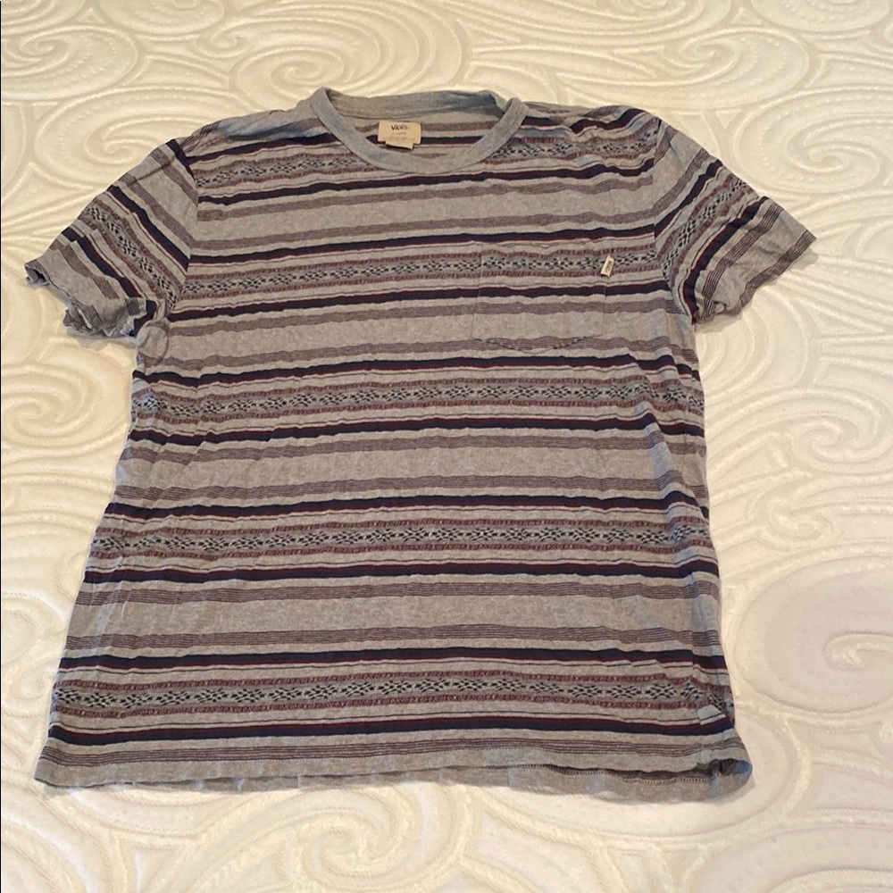 Vans Gray and Purple Striped Short Sleeve Tee